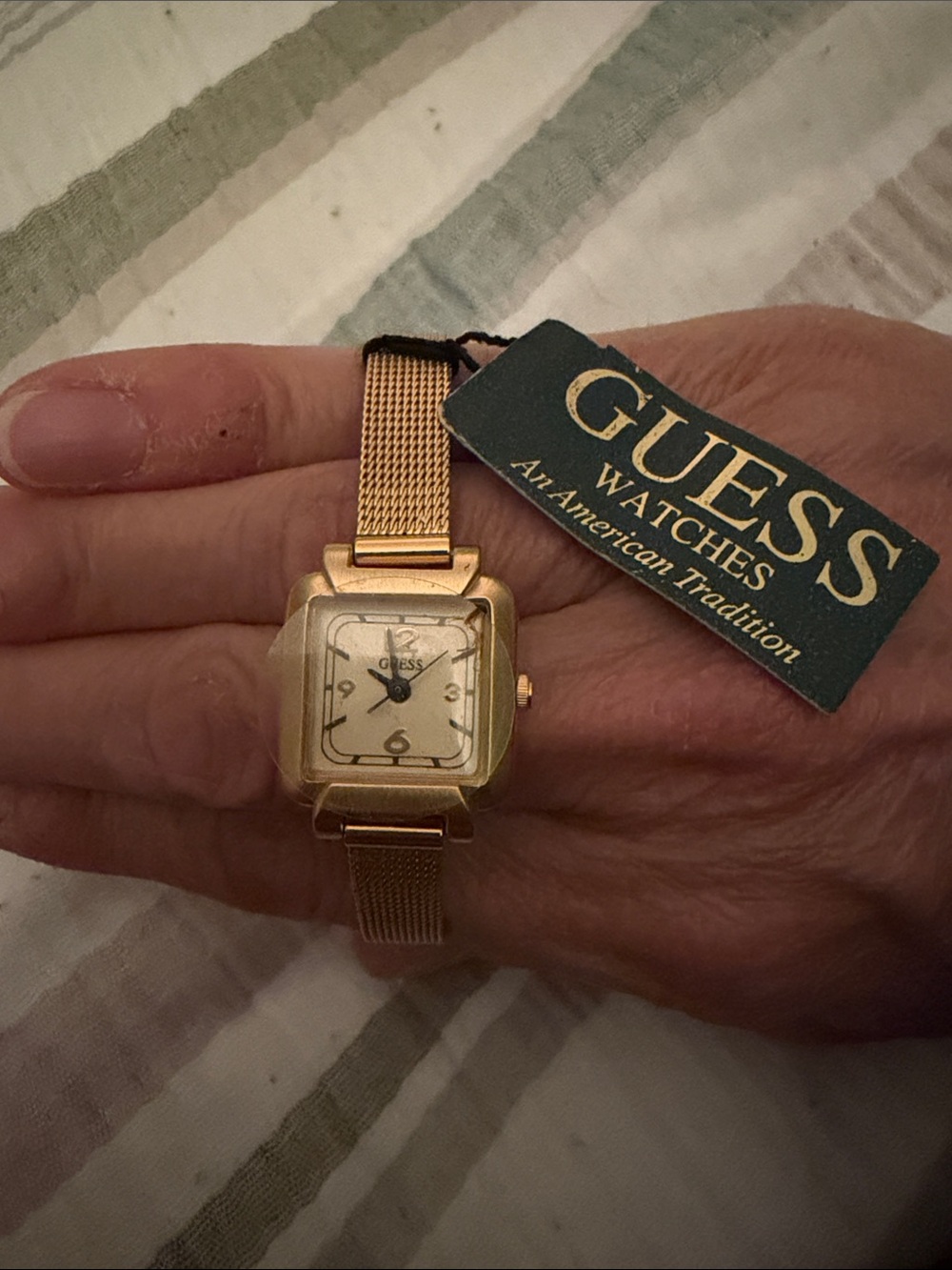 GUESS Rose Gold Mesh Bracelet Watch with Ivory Dial